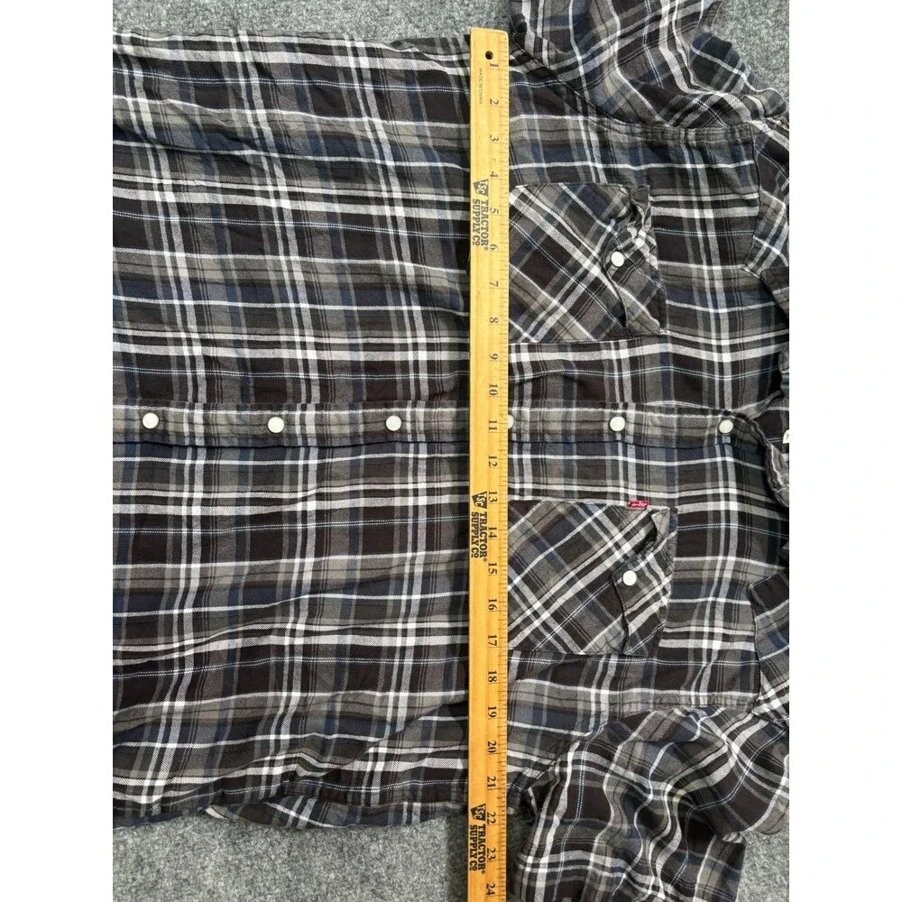 Levis Shirt Mens XL Black Plaid Pearl Snap Flannel Western Cowboy Rodeo 2 Pocket